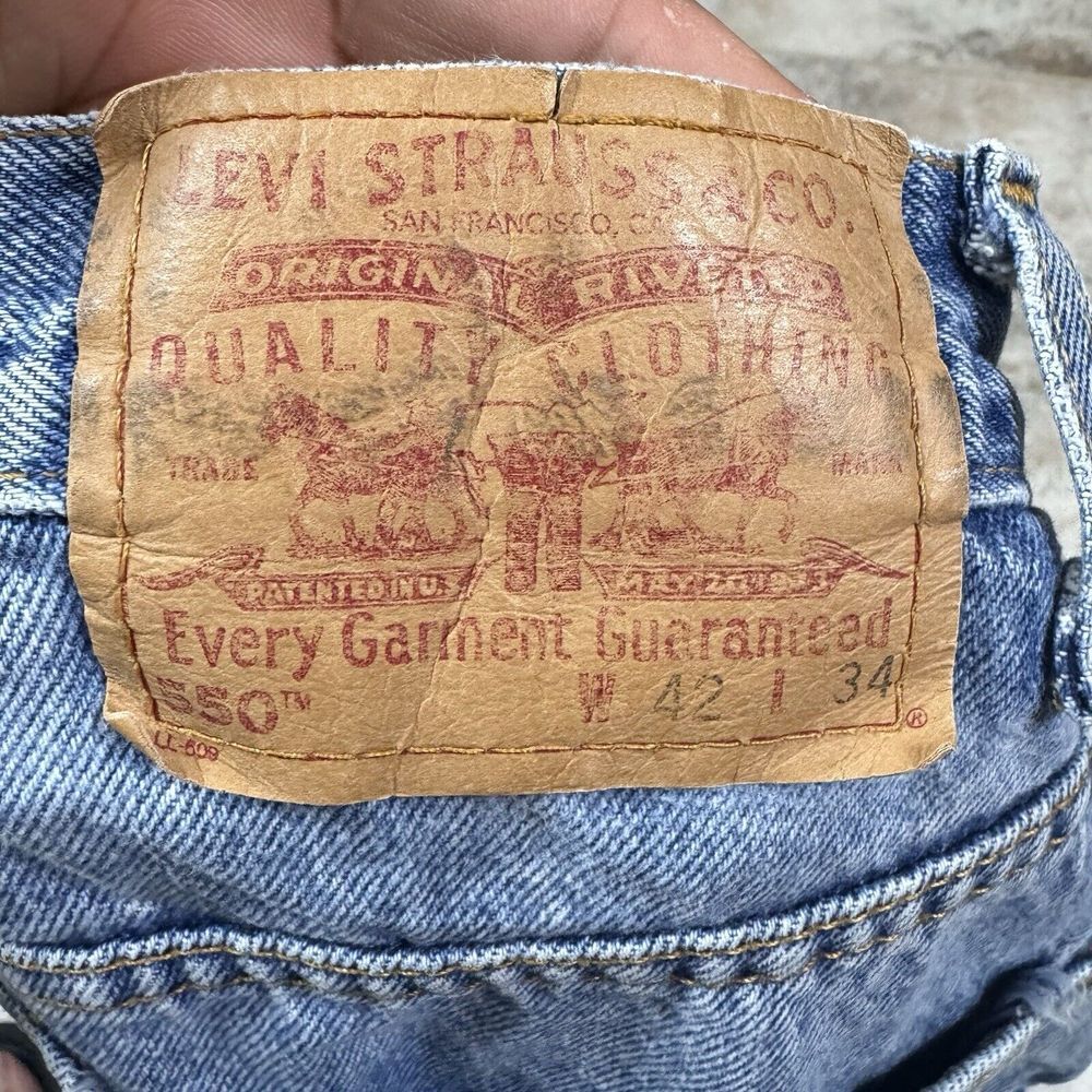 Vintage Levis Jeans Mens 42x34 Relaxed Fit 550 Tapered Blue 2001 Y2K - Picture 8 of 10